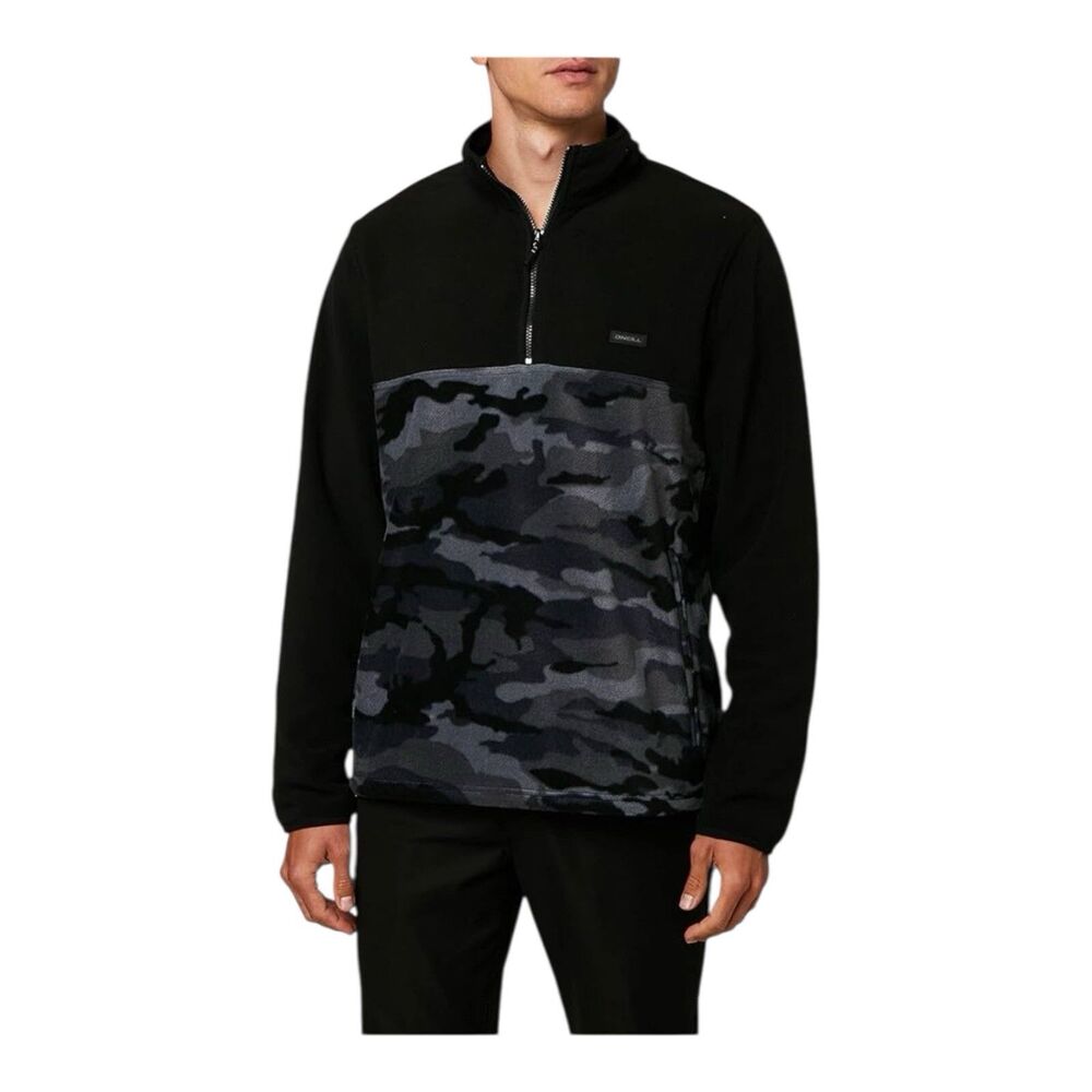 Oneill TRVLR Conway Superfleece Pullover, Black Camo, Men’ Size Medium